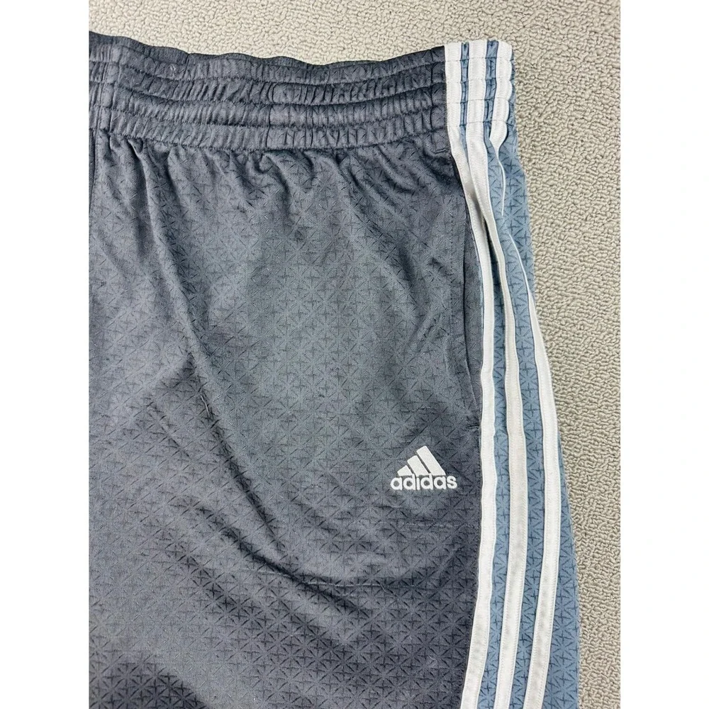 Adidas Shorts Men XL Black White Striped Athletic Mesh Gym Basketball P10855 - Picture 9 of 10